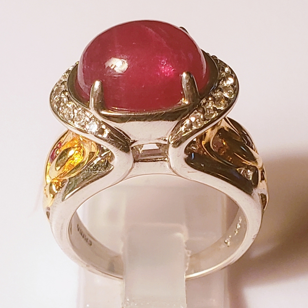 Host Pick 💫Extremely Rare Estate Victoria Wieck Lab Created Ruby and Topaz Ring
